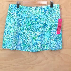NWT Lilly Pulitzer Aila Skort UPF 50 Women’s Sz M Hidra Blue Green Pattern.